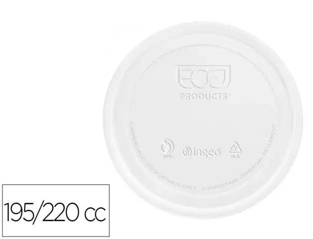 Imagen Tapa de plastico biodegradable para vaso de 195/220 cc paquete de 100 unidades