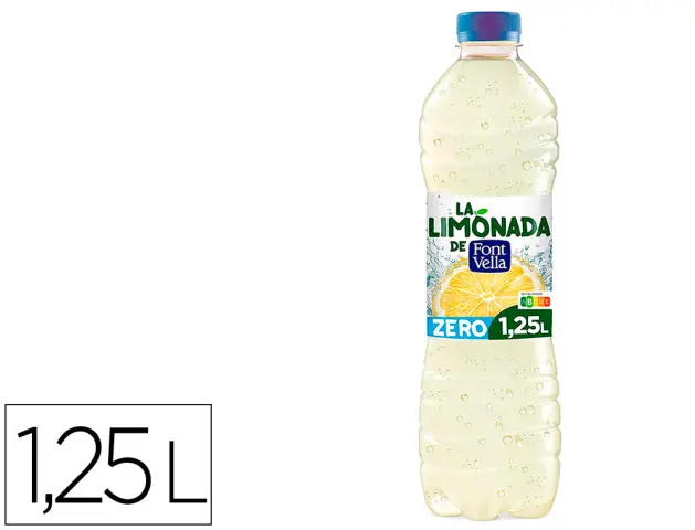 Imagen Agua mineral natural font vella lim0nada zero con zumo de limon botella 1,25 l
