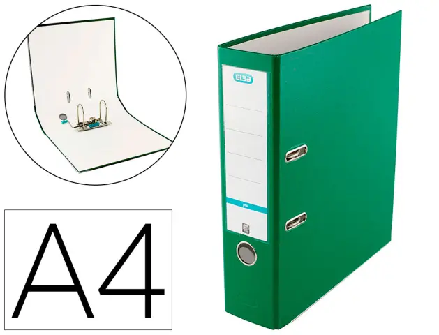 Imagen Archivador de palanca elba top carton compacto polipropileno con rado din a4 lomo de 80 mm verde