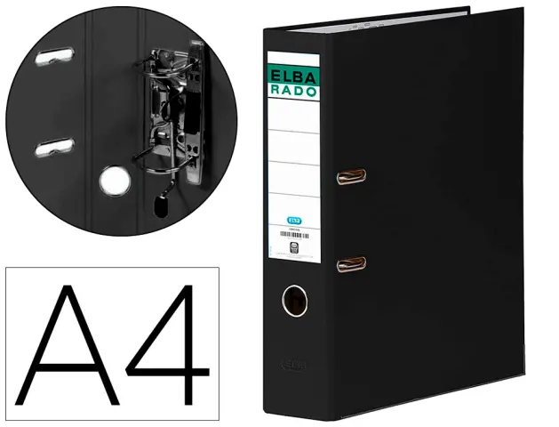 Imagen Archivador de palanca elba chic carton forrado pvc con rado din a4 lomo de 80 mm negro