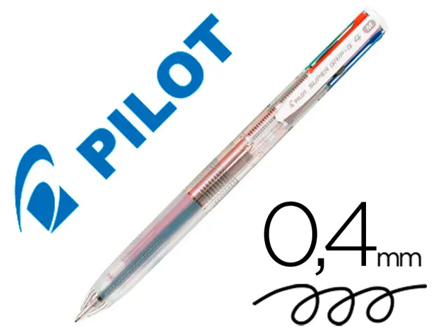 Imagen Boligrafo pilot super grip g 4 colores retractil sujecion de caucho tinta base de aceite cuerpo color