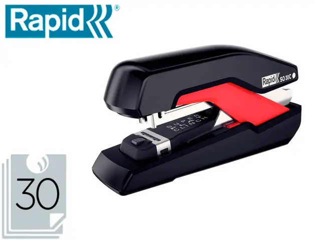 Imagen Grapadora rapid so30c plastico negro/rojo capacidad 30 hojas usa grapas omnipress 30