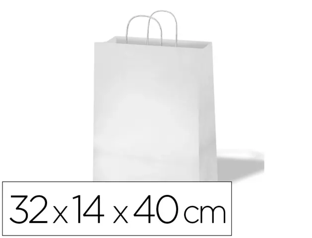 Imagen Bolsa de papel basika celulosa blanco asa retorcida tamao "l" 320x140x400 mm