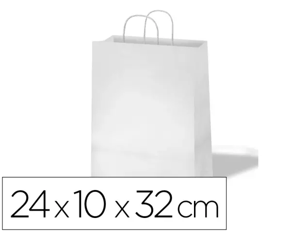 Imagen Bolsa de papel basika celulosa blanco asa retorcida tamao "s" 240x100x320 mm