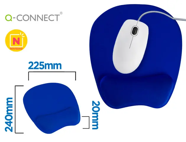 Imagen Alfombrilla para raton q-connect con reposamuecas ergonomica de gel color azul 225x240x20 mm