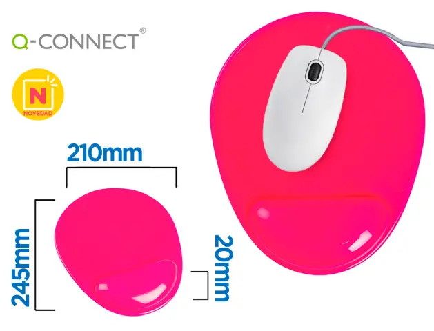 Imagen Alfombrilla para raton q-connect reposamuecas de gel pvc color rosa 210x245x20 mm
