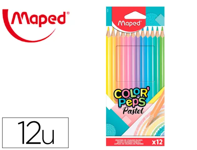 Imagen Lapices de colores maped color peps caja de 12 colores pastel surtidos