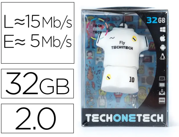 Imagen Memoria usb tech on tech equipacion futbol merengue 32 gb
