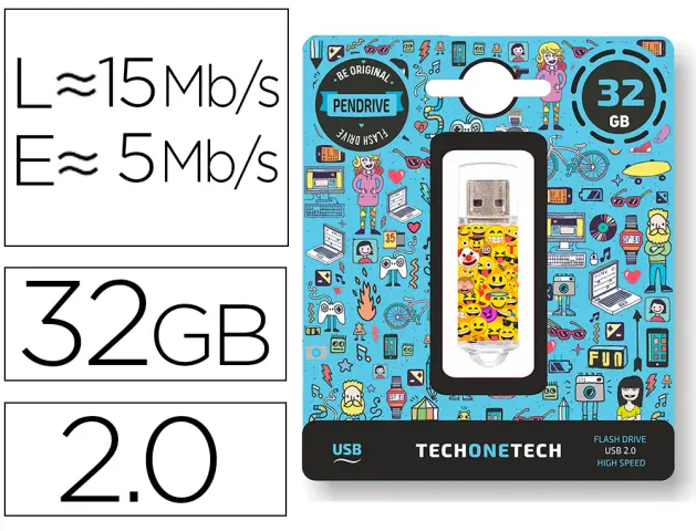 Imagen Memoria usb tech on tech emojitech emojis 32 gb