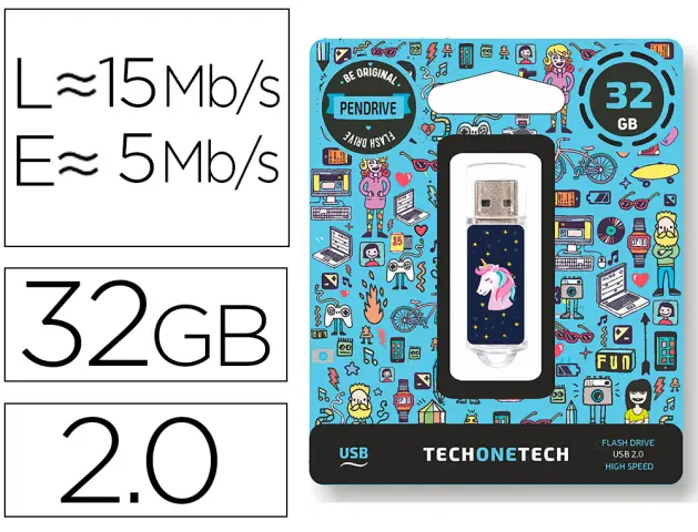 Imagen Memoria usb tech on tech unicornio dream 32 gb