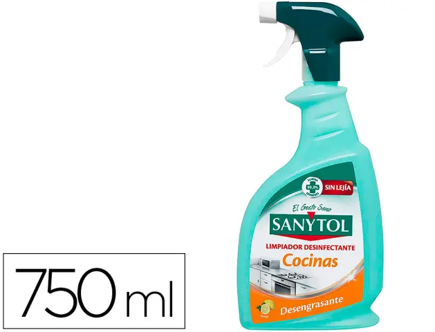 Imagen Limpiador desinfectante sanytol para cocinas con pistola pulverizadora bote de 750 ml