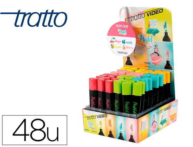 Imagen Rotulador tratto video pastel fluorescente expositor de 48 unidades colores surtidos