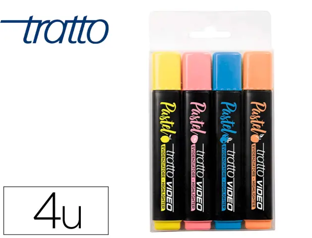 Imagen Rotulador tratto video pastel fluorescente blister de 4 unidades colores surtidos