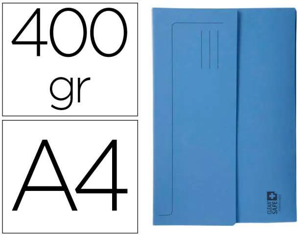 Imagen Subcarpeta cartulina exacompta clean safe pocket horizontal din a4 con 2 solapas azul 400 gr paquete