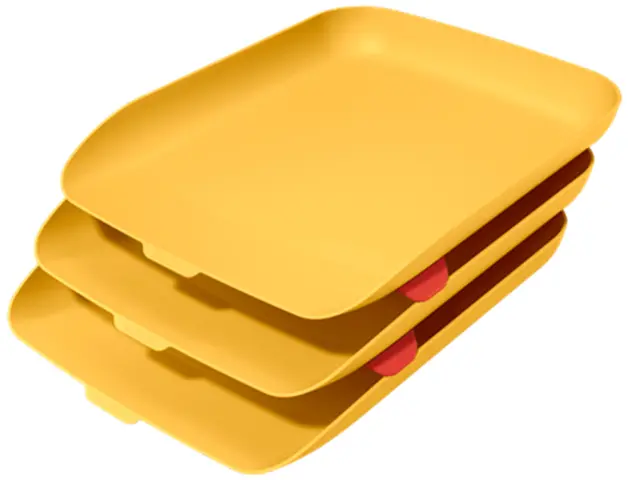 Imagen Bandeja sobremesa plastico leitz cosy set de 3 unidades amarillo 274x120x456 mm