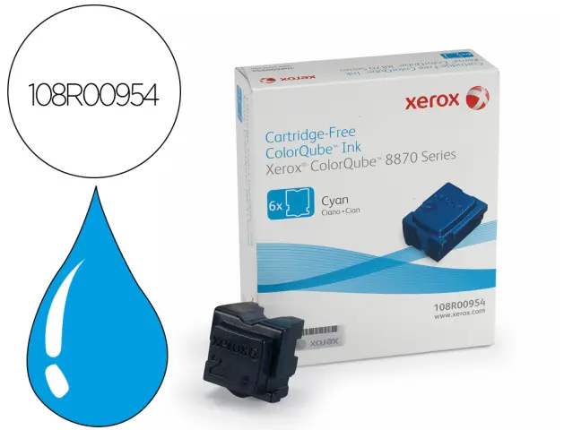 Imagen Tinta solida xerox 8870 / 8880 cian 17300 paginas pack de 6 unidades