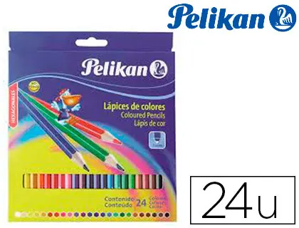 Imagen Lapices de colores pelikan hexagonales 24 colores caja de carton