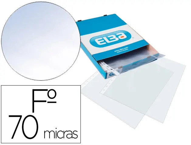Imagen Funda multitaladro elba standard folio 70 micras cristal caja de 100 unidades