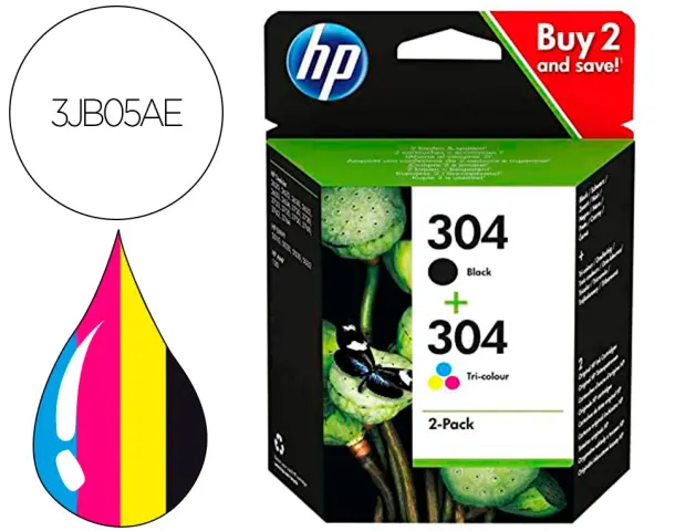 Imagen Ink-jet hp 304 3jb05ae deskjet 2620 / 2630 / 3720 / 3730 / 3750 / 3760 / envy 5010 / 5020 / 5030 multipack