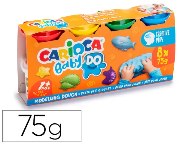 Imagen Pasta de modelar carioca baby dough bote 75 g set de 8 colores surtidos