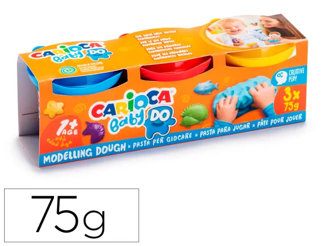 Imagen Pasta de modelar carioca baby dough bote 75 g set de 3 colores surtidos