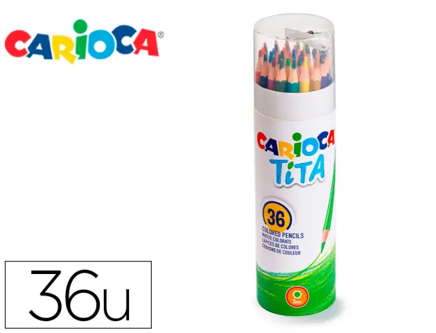 Imagen Lapices de colores carioca tita mina 3 mm tubo metal 36 colores surtidos + sacapuntas