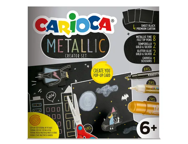 Imagen Set de dibujo carioca metallic pop up card creator 3d 17 piezas