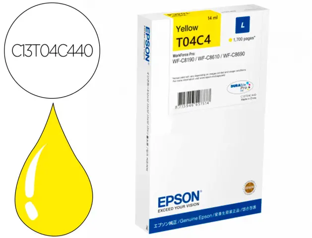 Imagen Ink-jet epson t04c4 amarillo 1700 paginas