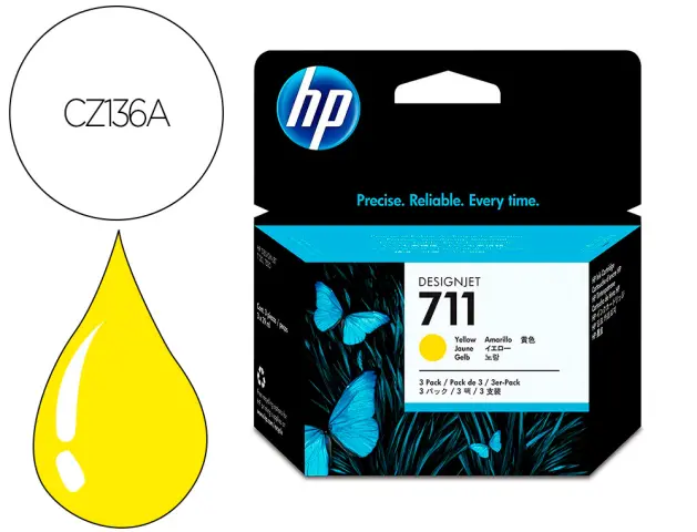 Imagen Ink-jet hp designjet t120/t520 amarillo n 711 pack 3/1000 paginas