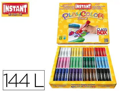 Imagen Tempera solida en barra playcolor escolar caja de 144unidades 12 colores surtidos