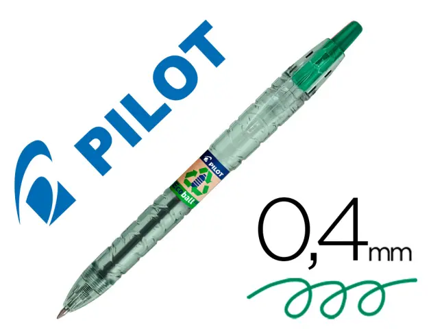 Imagen Boligrafo pilot ecoball plastico reciclado tinta aceite punta de bola 1 mm color verde
