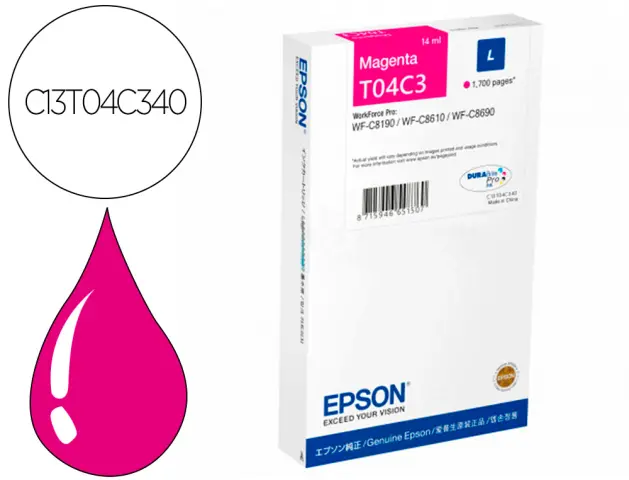 Imagen Ink-jet epson t04c3 magenta 1700 paginas