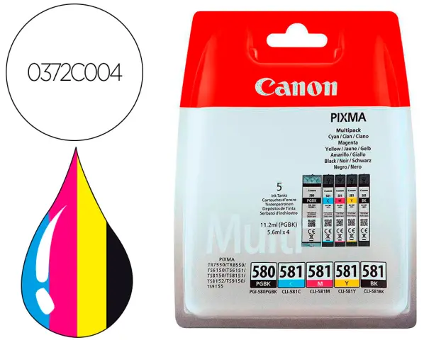Imagen Ink-jet canon pixma cli 571 multipack de 4 colores negro / amarillo / cian / magenta