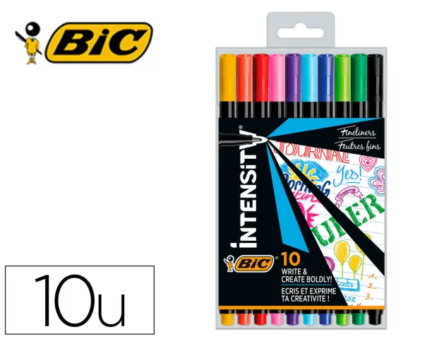 Imagen Rotulador bic intensity fine punta de fibra 0,4 mm blister de 10 unidades colores surtidos