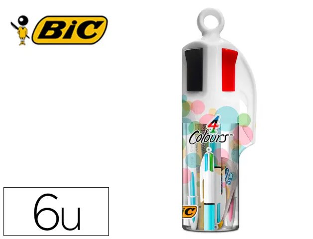 Imagen Set bic megatubo pastel 2 cristal up + 1 cuatro colores pastel + 2 fluorescentes grip pastel + 1 corrector mini