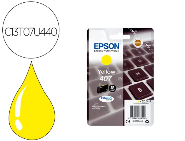 Imagen Ink-jet epson 407l clavier wf-4745 series amarillo 1900 paginas