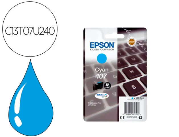 Imagen Ink-jet epson 407l clavier wf-4745 series cian 1900 paginas