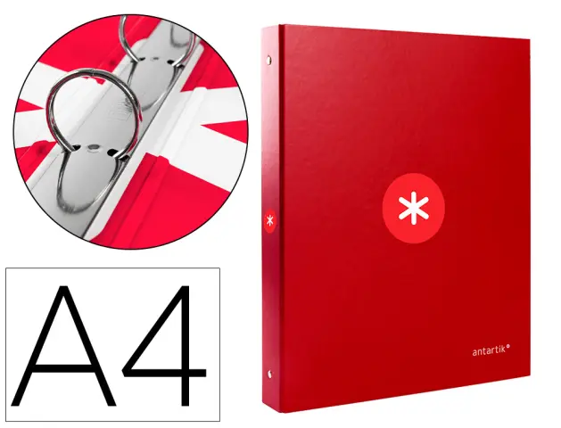 Imagen Carpeta liderpapel antartik a4 forrada 4 anillas 25 mm redondas color frambuesa