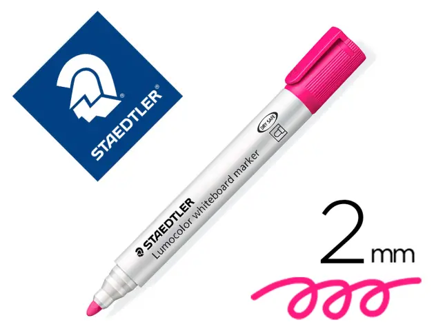 Imagen Rotulador staedtler lumocolor 351 para pizarra blanca punta redonda 2 mm recargable color rosa