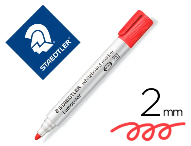 Imagen Rotulador staedtler lumocolor 351 para pizarra blanca punta redonda 2 mm recargable color rojo