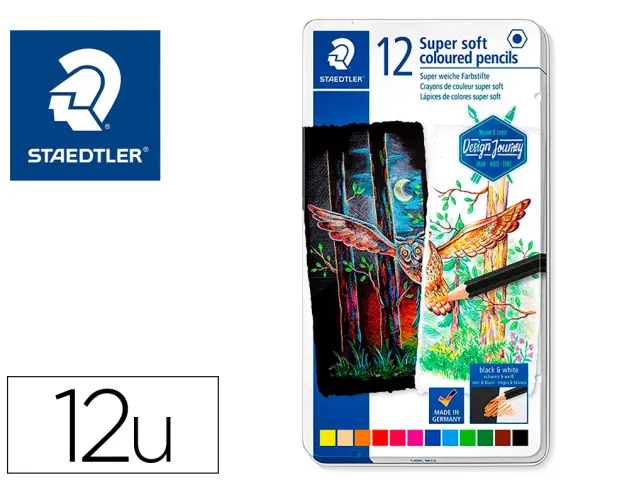 Imagen Lapices de colores staedtler super soft caja metal de 12 colores surtidos