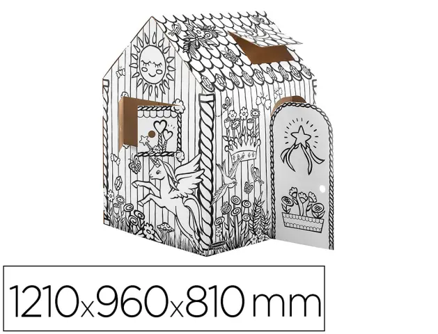 Imagen Casa de juego bankers box playhouse unicornio para pintar fabricada en carton reciclado 1210x960x810 mm