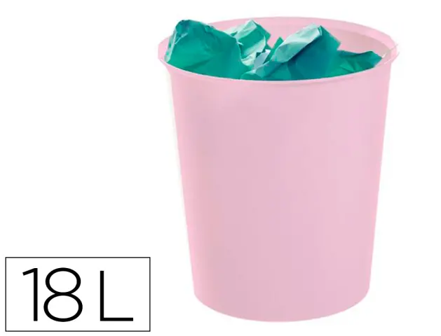 Imagen Papelera plastico archivo 2000 ecogreen 100% reciclada 18 litros color rosa pastel