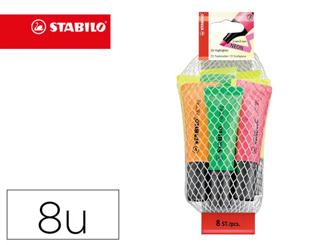 Imagen Rotulador stabilo neon 72 blister de 8 unidades colores surtidos