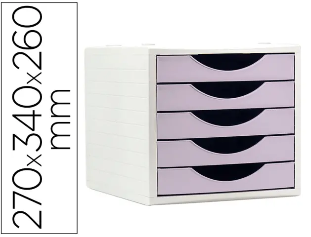 Imagen Fichero cajones de sobremesa q-connect 5 cajones color lavanda pastel 270x340x260 mm