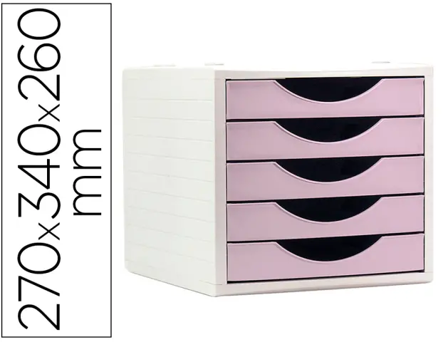 Imagen Fichero cajones de sobremesa q-connect 5 cajones color rosa pastel 270x340x260 mm
