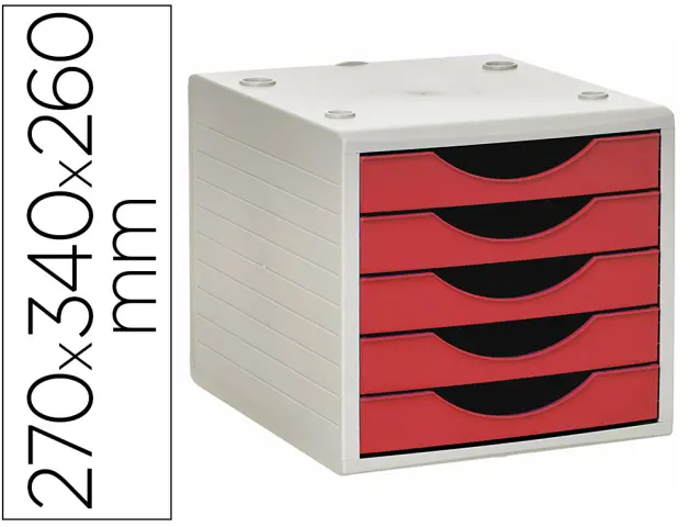 Imagen Fichero cajones de sobremesa q-connect 5 cajones color rojo opaco 270x340x260 mm