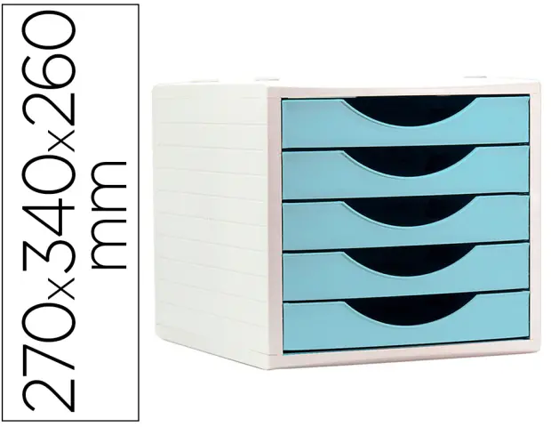 Imagen Fichero cajones de sobremesa q-connect 5 cajones color azul pastel 270x340x260 mm