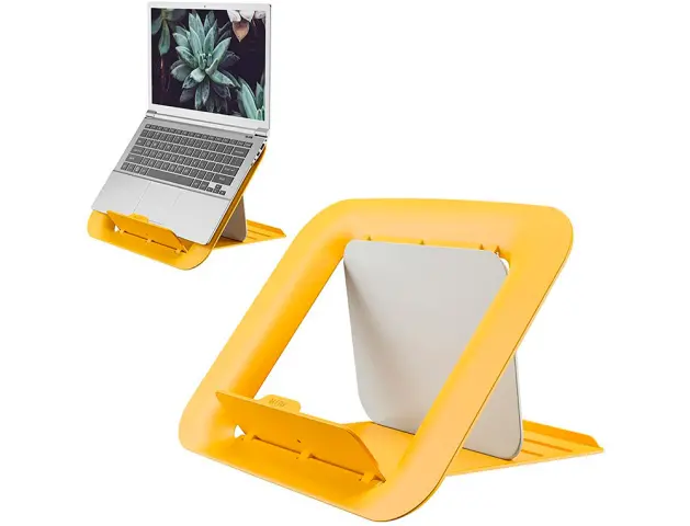 Imagen Soporte para portatil leitz ergo cosy ajustable 4 alturas color amarillo 310x50x247 mm