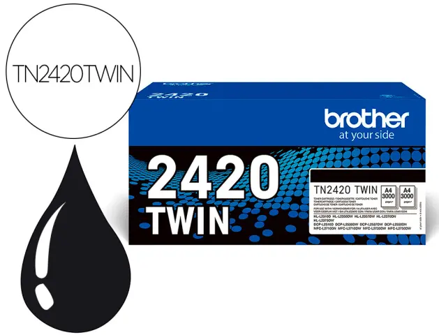 Imagen Toner brother tn2420twin para dcp-l2510/ 2530 / 2550 / hl-l2375 negro 3000 paginas pack 2 unidades